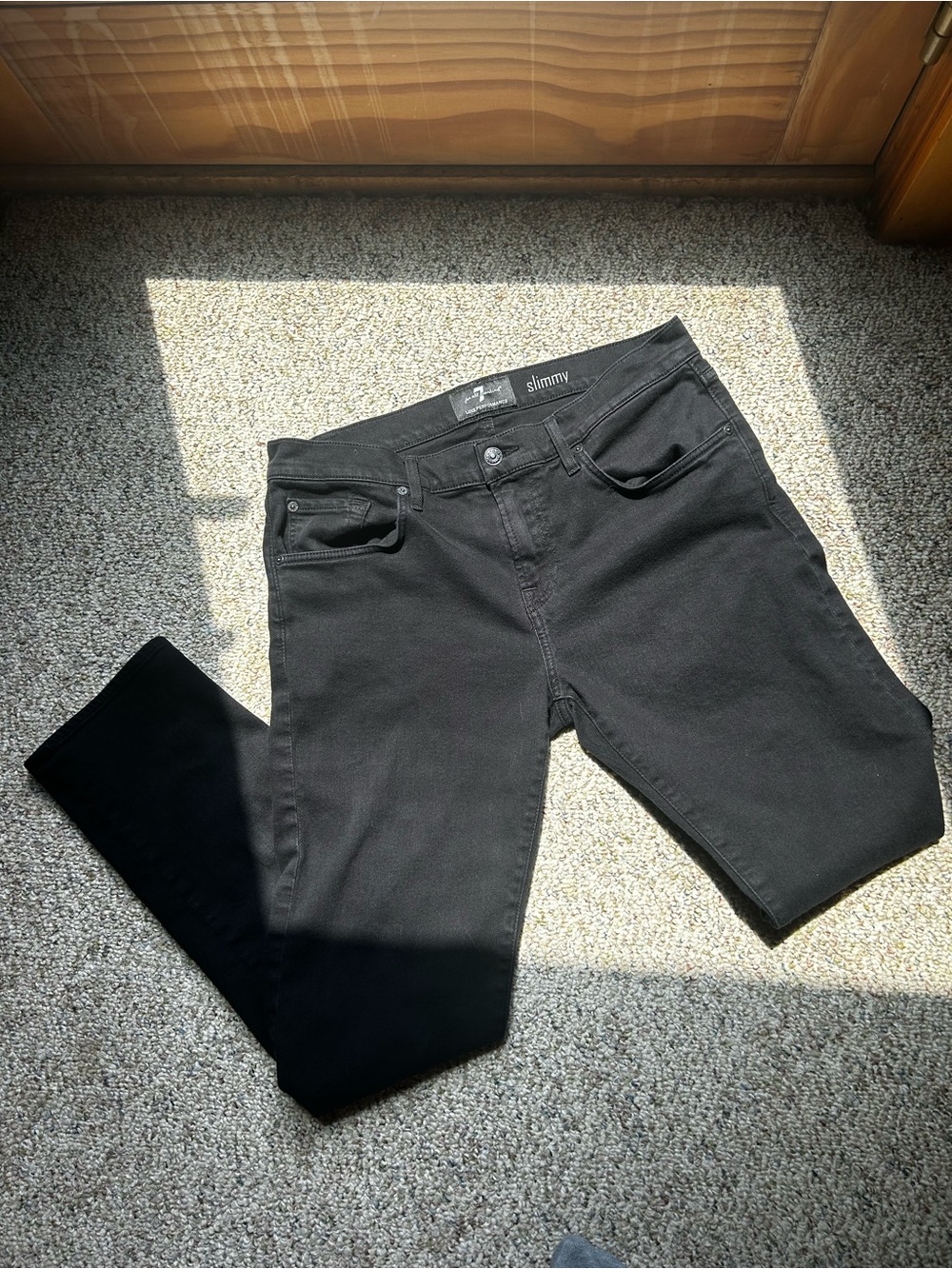 7 For All Mankind Black Skinny Jeans - Slim Fit Medium